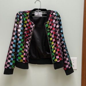 Kids sequins bomber jacket.